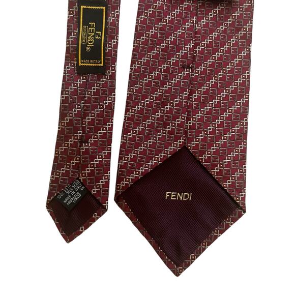 Fendi Silk Geometric Print Pattern Tie - Picture 3 of 8
